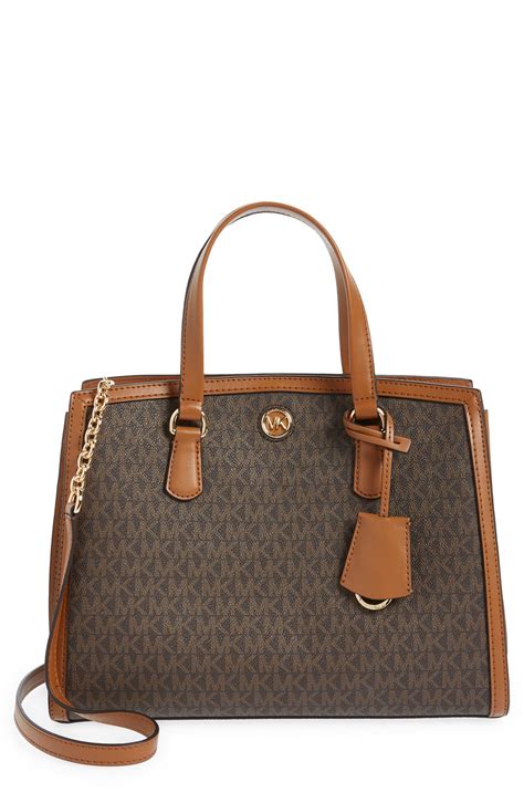 michael kors rochelle satchel bag brown acorn